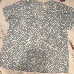 Blue and White Patterned Top